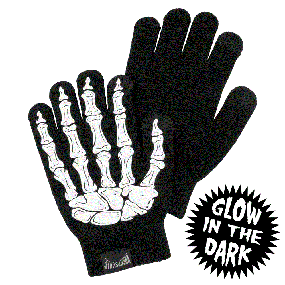 DREAMTIME APPAREL GLOW IN THE DARK MAJIC GLOVE WEB/BONES &SKULL